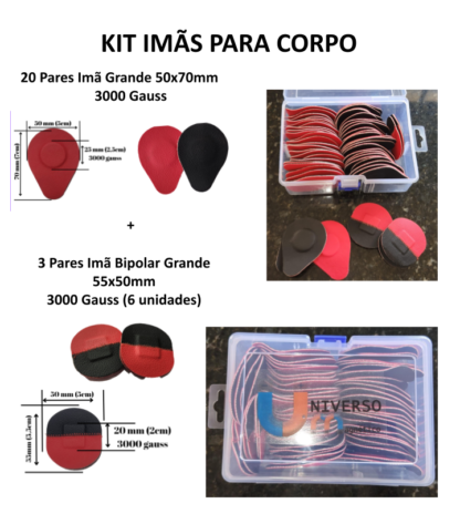 Kit Imãs Para o Corpo com 20 pares grandes e 3 pares Bipolar Grandes.