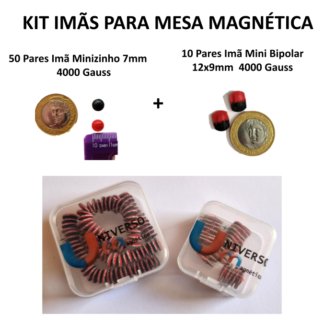 Kit Imãs Para Mesa Magnética - 50 minizinhos 7mm + 10 pares mini bipolar